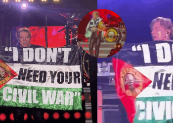 Axl Rose alza bandera Palestina en pleno concierto de Guns N' Roses en Bogotá