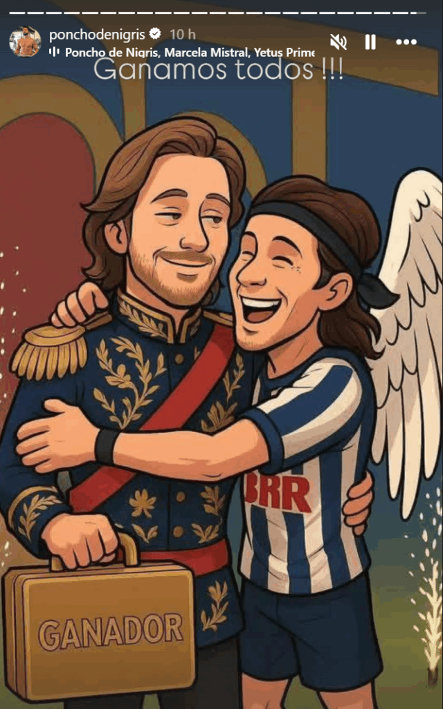 Poncho recordó a su hermano Antonio de Nigris con una imagen hecha con IA, donde el “Tano" celebra la victoria junto a su sobrino.