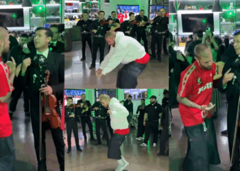 Justin Bieber sorprende al bailar y cantar con mariachis durante un partido en Los Ángeles