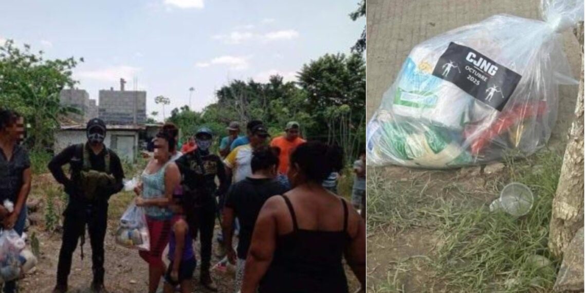 CJNG reparte despensas a damnificados en Veracruz