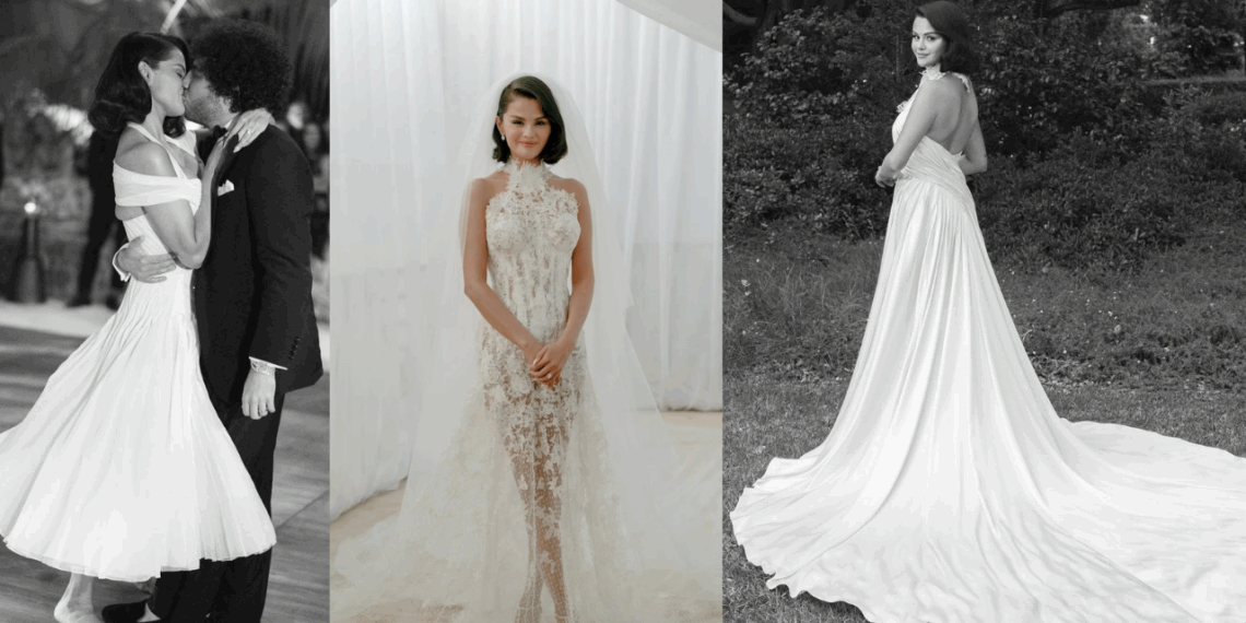 Selena Gomez deslumbra con tres vestidos de novia de Ralph Lauren en su boda con Benny Blanco