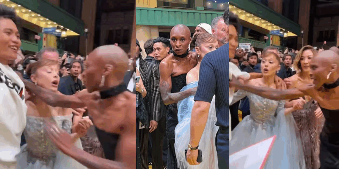 Cynthia Erivo protege a Ariana Grande tras incidente con fan en la alfombra roja de “Wicked”
