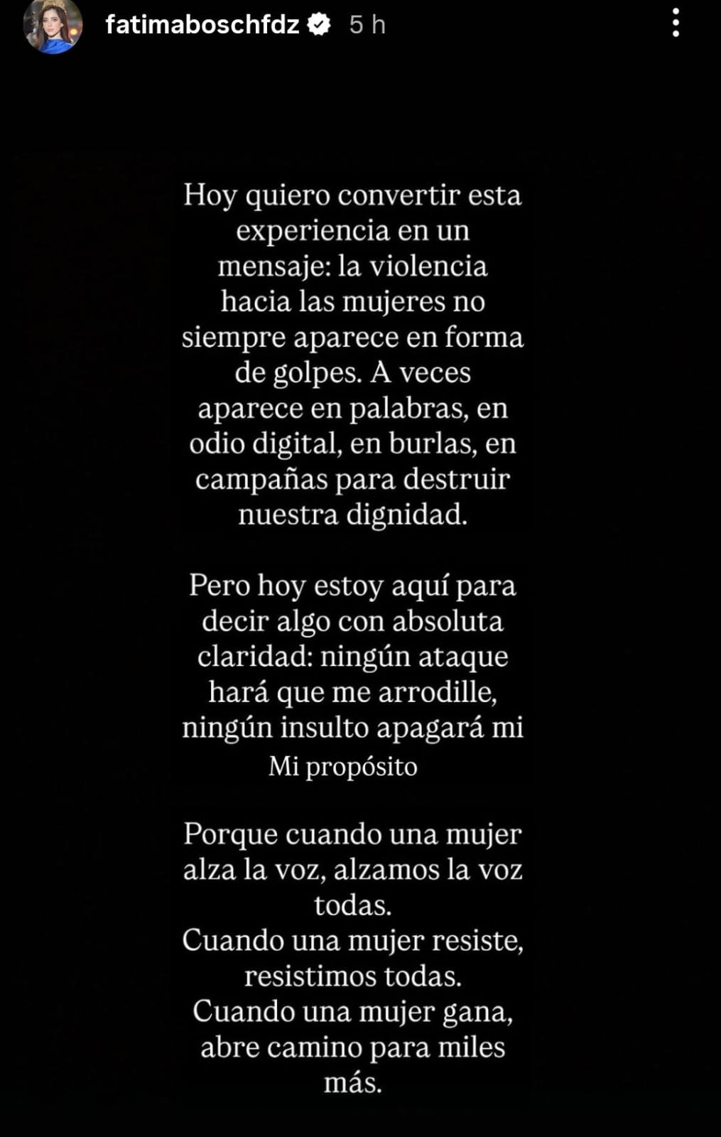 Fátima Bosch, Miss Universo 2025, habla en redes sociales sobre los mensajes de odio que recibe