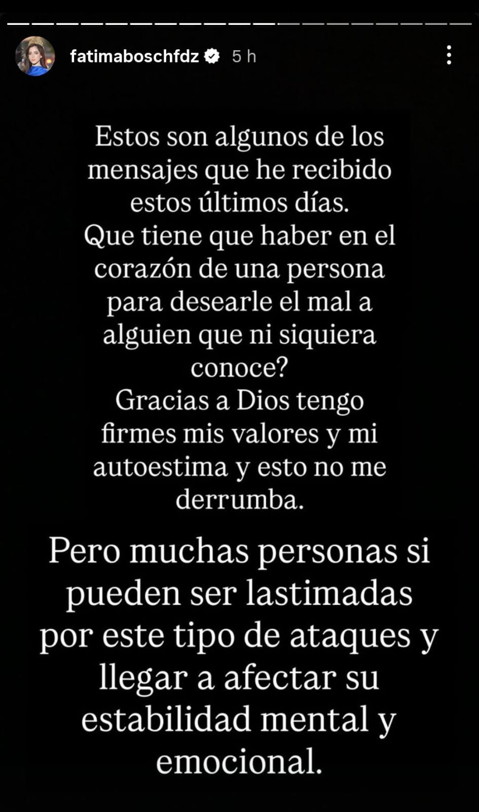 Fátima Bosch, Miss Universo 2025, habla en redes sociales sobre los mensajes de odio que recibe