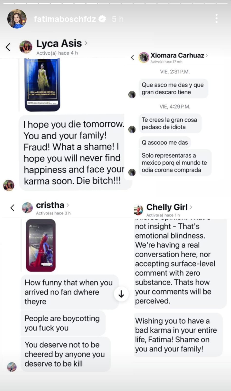 mensajes de odio hacia Fátima Bosch