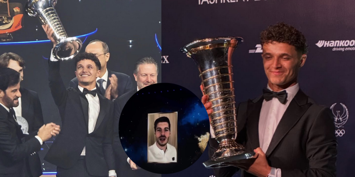 Lando Norris celebra su gran noche en la gala de la FIA; Verstappen no asiste a la ceremonia