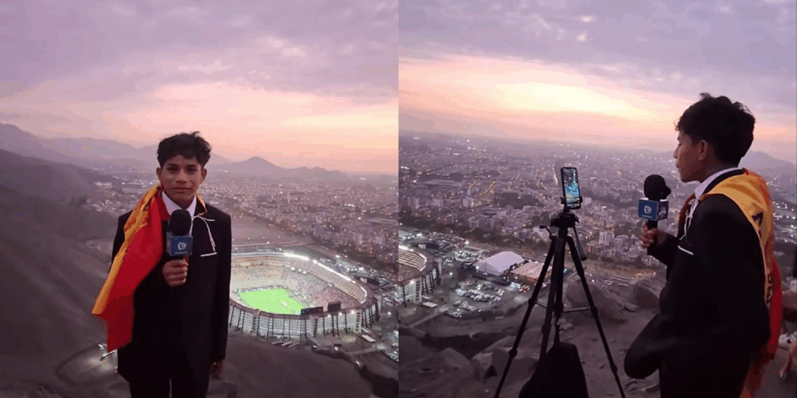 Viral: Joven de 15 años viajó a Perú para cubrir la final de la Copa Libertadores desde un cerro