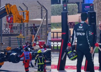 Checo Pérez sufre su primer incidente en las pruebas de pretemporada en Bahréin