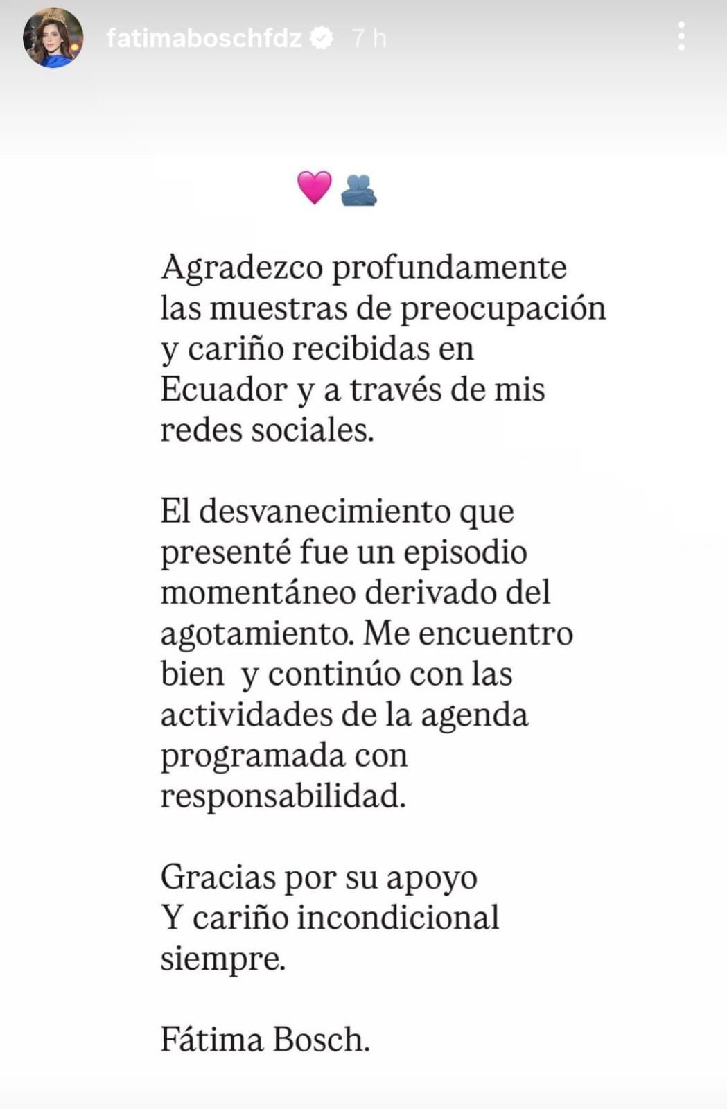 Fátima Bosch aclara lo ocurrido