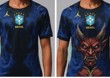 Polémica por el “jersey azul” de Brasil: usuarios aseguran ver una figura del diablo en el diseño