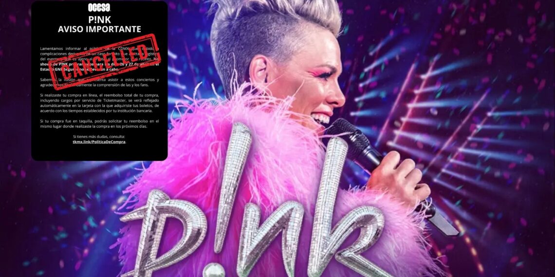 Pink cancela sus conciertos en México y decepciona a sus fans