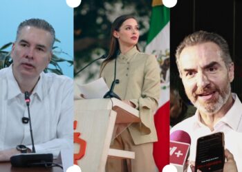 Waldo Fernández, Mariana Rodríguez y Adrián de la Garza