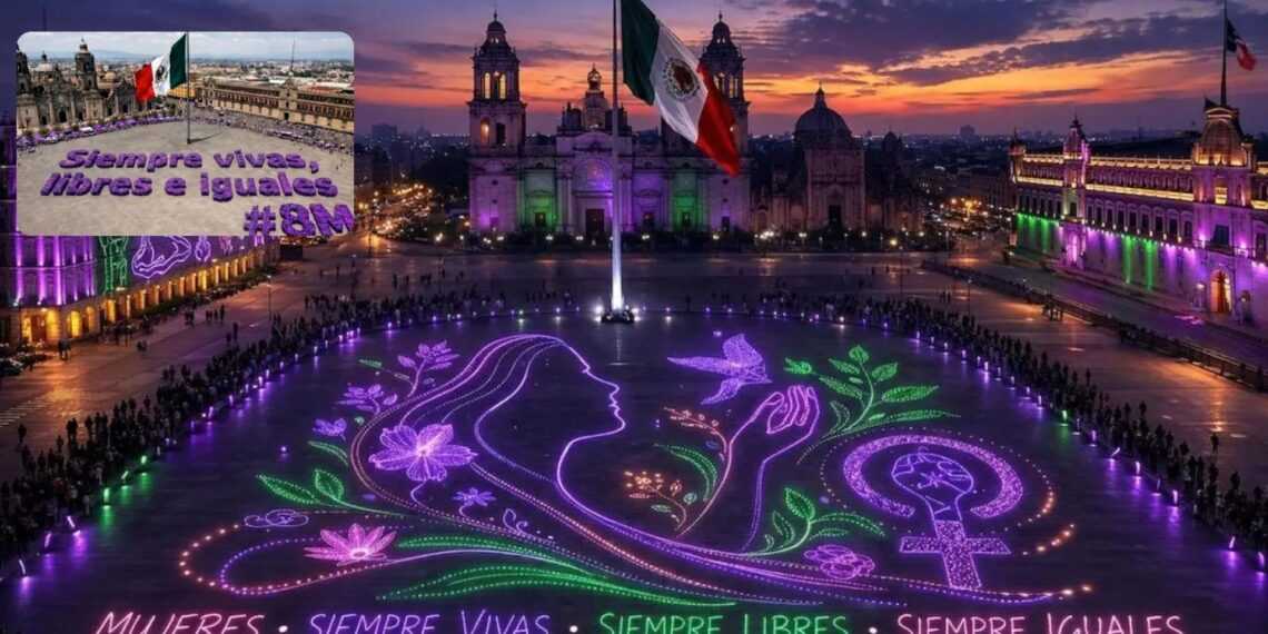 CDMX pintará de color morado el Zócalo por el 8M, colocará por primera vez un mensaje monumental en la plancha