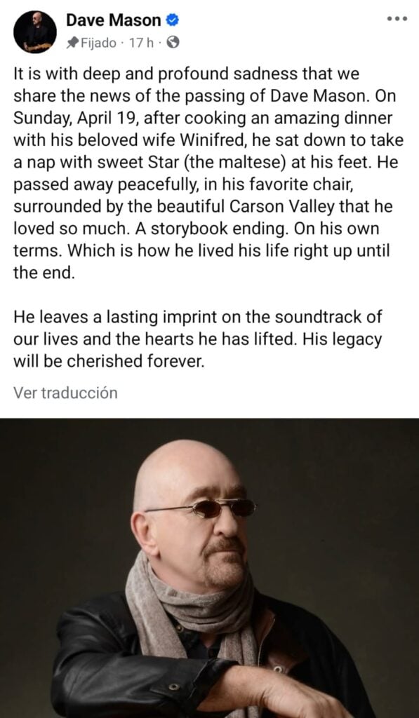 Muere Dave Mason, legendario guitarrista de Traffic, a los 79 años