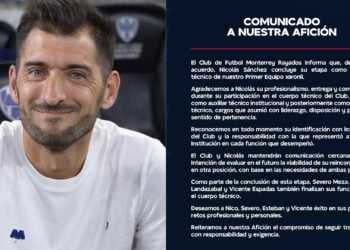 Rayados de Monterrey anuncia la salida de Nicolás Sánchez como director técnico