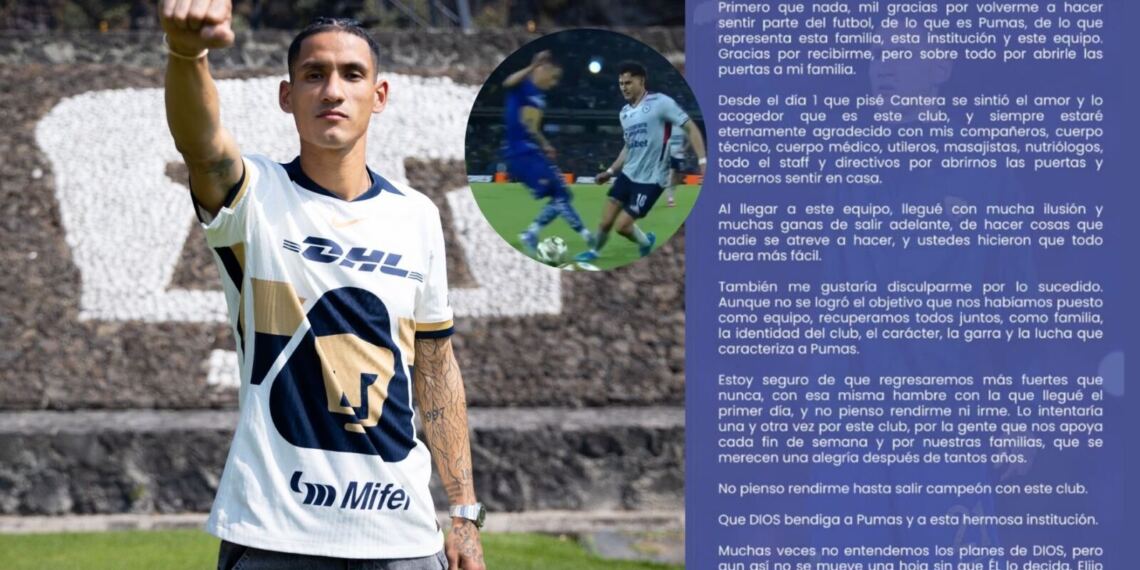 Antuna ofrece disculpas a la afición de Pumas tras la dolorosa derrota ante Cruz Azul