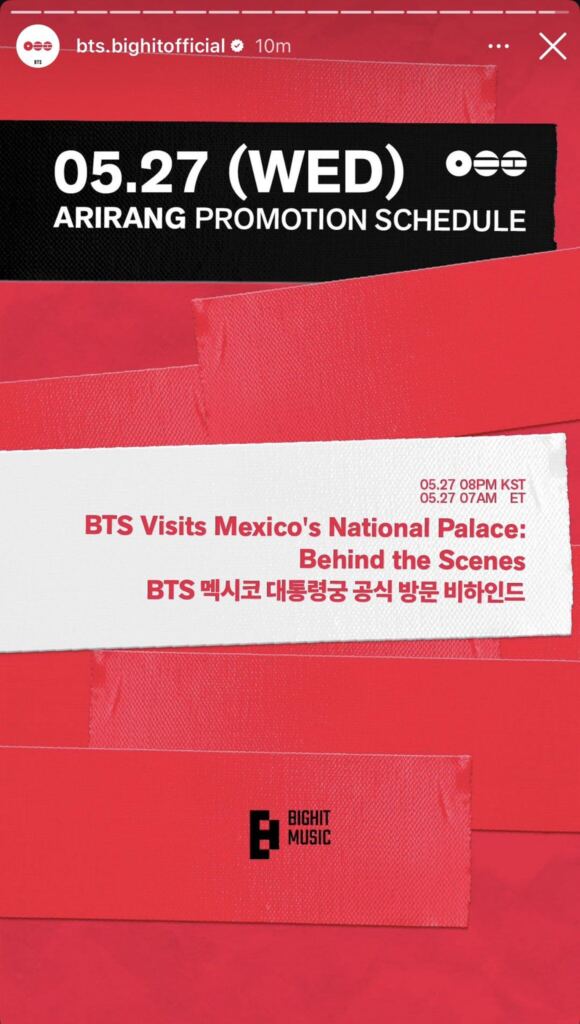 video detrás de cámaras de BTS en el Palacio Nacional