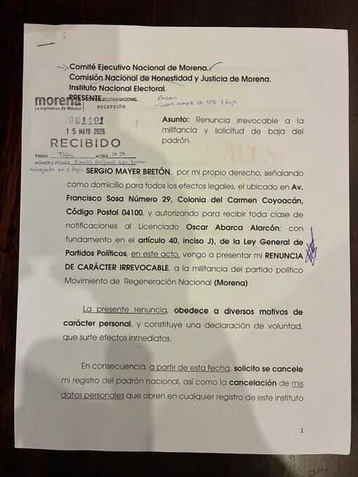 Sergio Mayer deja Morena: el actor y diputado anuncia su renuncia al partido
