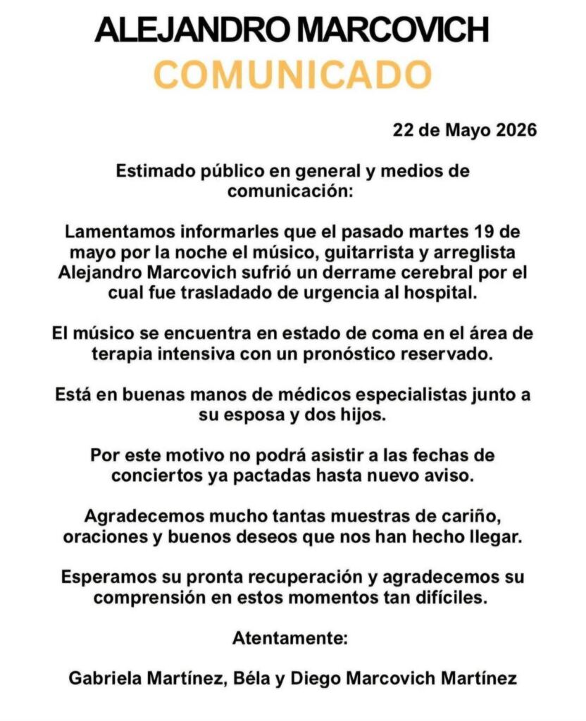 Familia informa estado delicado