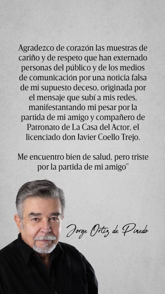 Jorge Ortiz de Pinedo desmiente rumores sobre su muerte