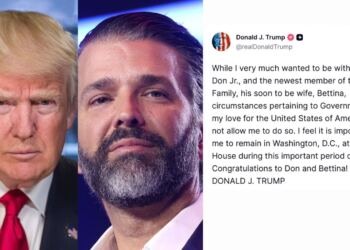 Donald Trump anuncia que no asistirá a la boda de su hijo Donald Jr. por compromisos de gobierno
