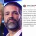 Donald Trump anuncia que no asistirá a la boda de su hijo Donald Jr. por compromisos de gobierno
