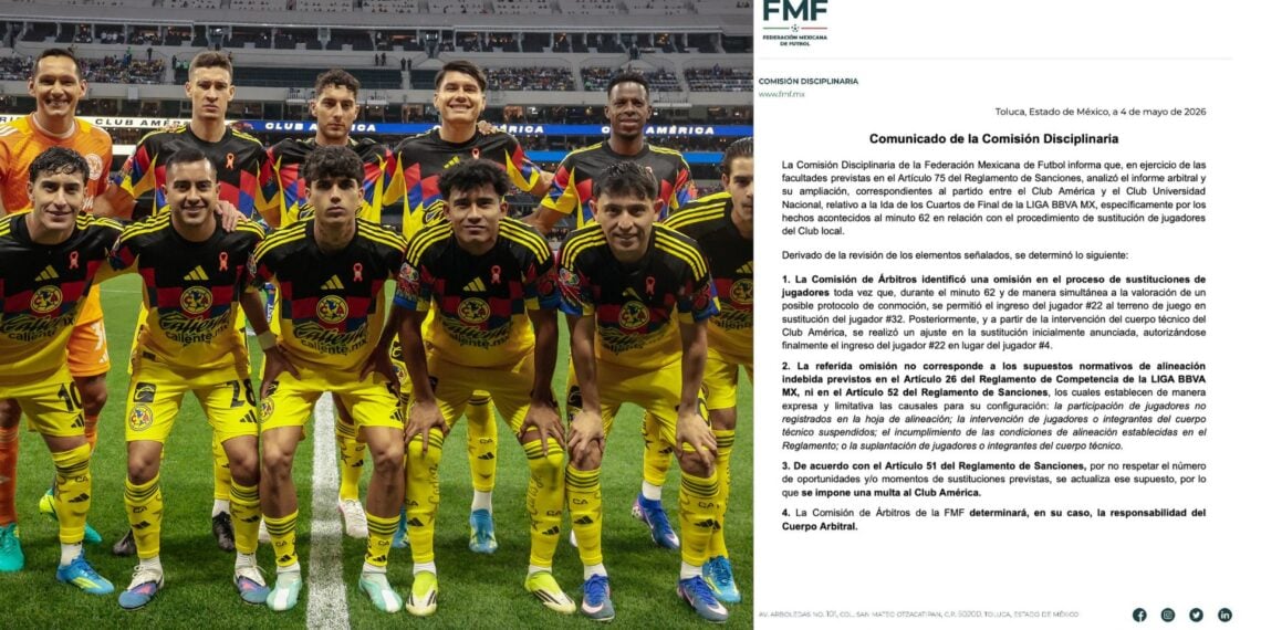 Comisión Disciplinaria niega alineación indebida del América ante queja de Pumas