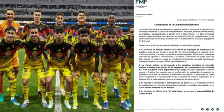 Comisión Disciplinaria niega alineación indebida del América ante queja de Pumas