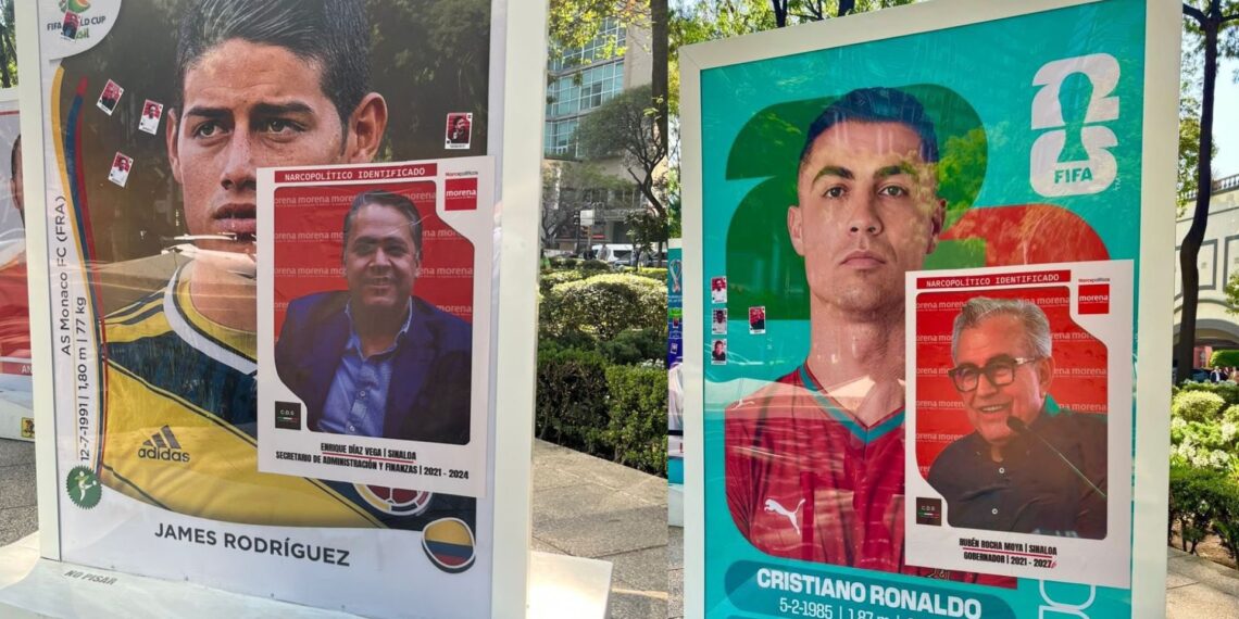 Intervienen exposición del Mundial con estampas de políticos señalados por EU