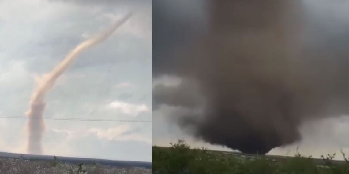 Tornado sorprende al norte de Coahuila; impactantes imágenes fueron captadas entre Ciudad Acuña y Zaragoza