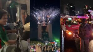 Mexicanos hacen fiesta afuera del hotel de Ecuador en CDMX