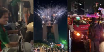 Mexicanos hacen fiesta afuera del hotel de Ecuador en CDMX