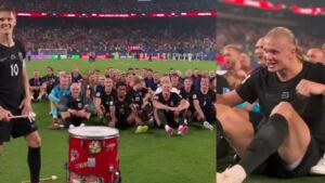 Selección de Noruega se une con los aficionados para el “festejo vikingo”