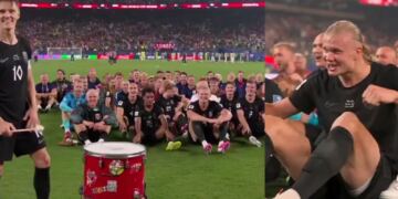 Selección de Noruega se une con los aficionados para el “festejo vikingo”