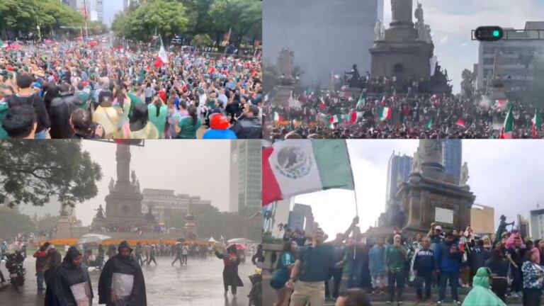 Ni la lluvia detuvo la fiesta: miles de mexicanos celebran triunfo del Tri en el Ángel