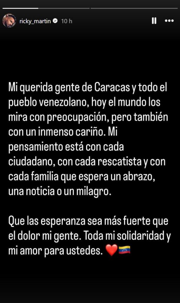 Los mensajes y apoyo de artistas para Venezuela