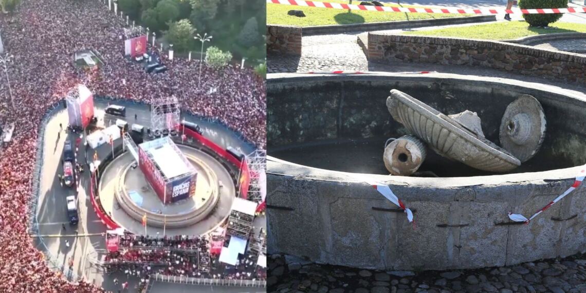 Muere aficionado menor de edad durante festejos por la victoria de España Mundial; se desplomó una fuente