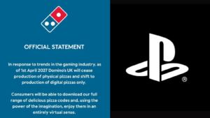 Domino’s Pizza se burla de Sony tras anunciar el fin de los videojuegos físicos: “Ahora solo haremos pizzas digitales”