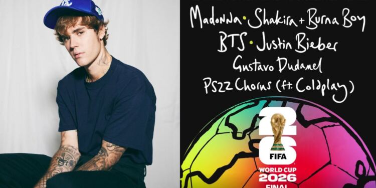 ¡Justin Bieber se suma al medio tiempo del Mundial 2026! será el headliner junto a BTS, Madonna, Shakira y más
