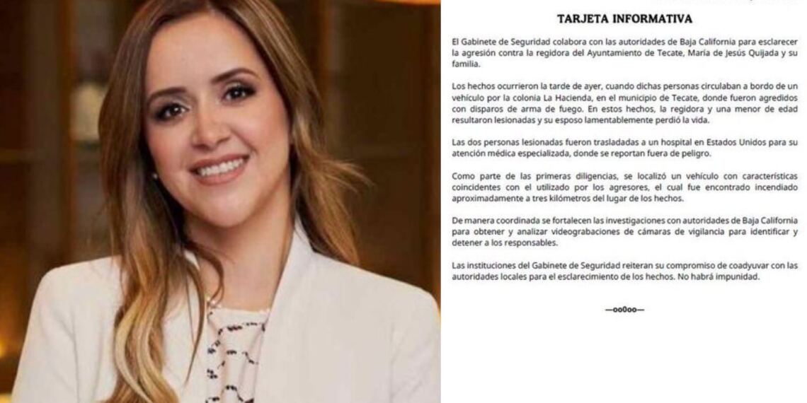María de Jesús Quijada, regidora Tecate, agredida a balazos.