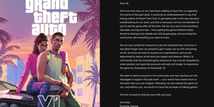Rockstar Games confirma que las filtraciones de GTA VI son reales y lamenta la difusión del gameplay