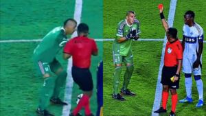 El show de Nahuel Guzmán: sale expulsado tras empujar al árbitro y su reacción se vuelve viral
