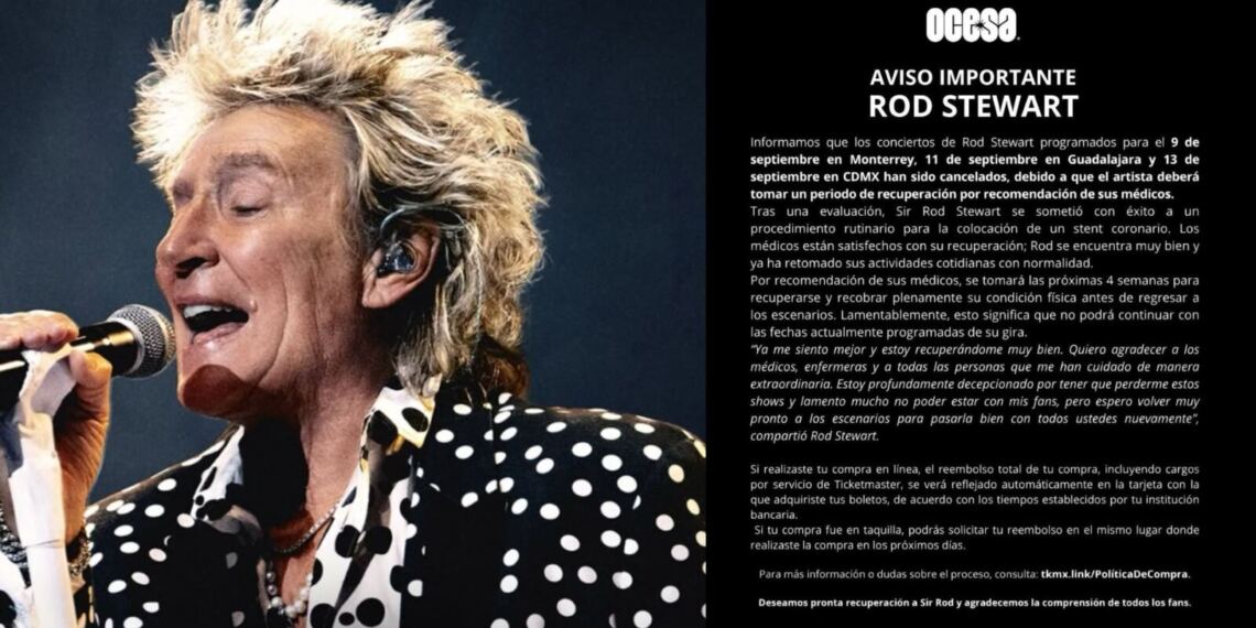 Rod Stewart cancela sus conciertos en México tras someterse a un procedimiento coronario