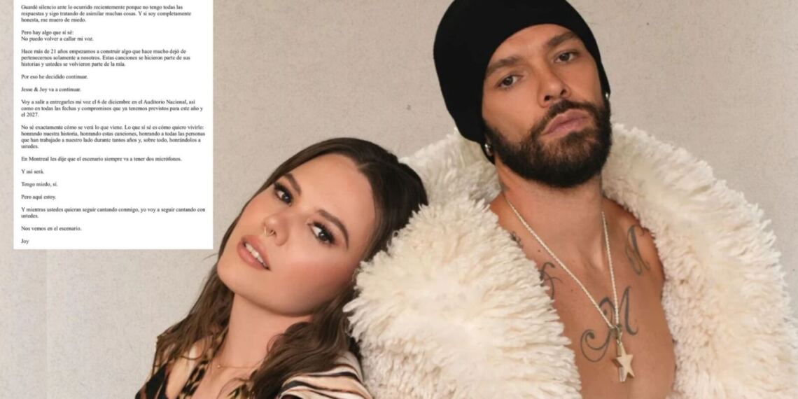 Joy rompe el silencio tras la salida de Jesse de Jesse & Joy: muero de miedo