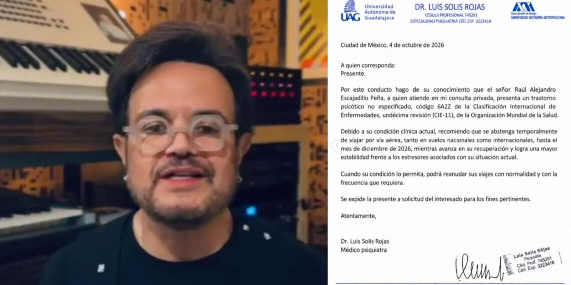 Aleks Syntek pospone su gira por Europa tras recibir diagnóstico de trastorno psicótico; su médico le prohíbe volar