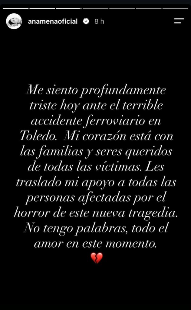 mensaje de Ana Mena ante la tragedia en España