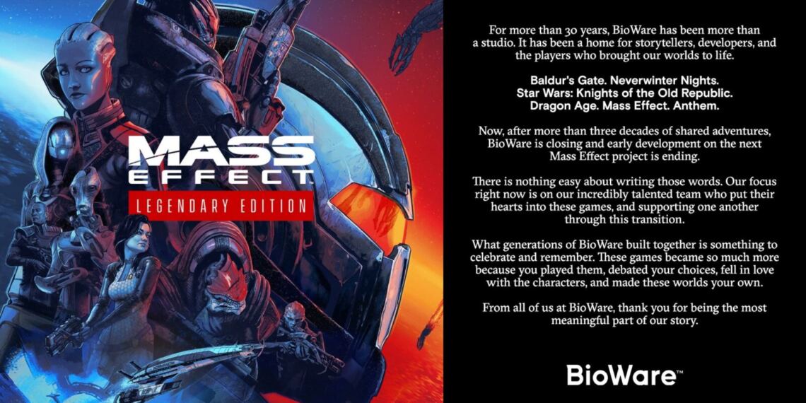 EA cierra BioWare y cancela el próximo Mass Effect; termina una era en los videojuegos