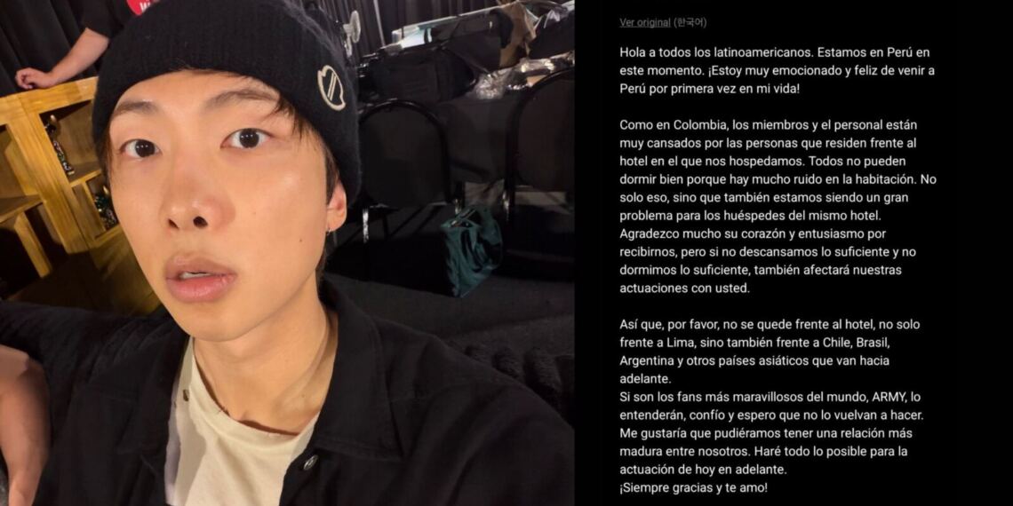 Namjoon pide a ARMY no acudir a los hoteles donde se hospeda BTS: “Por favor, no se queden al frente del hotel"