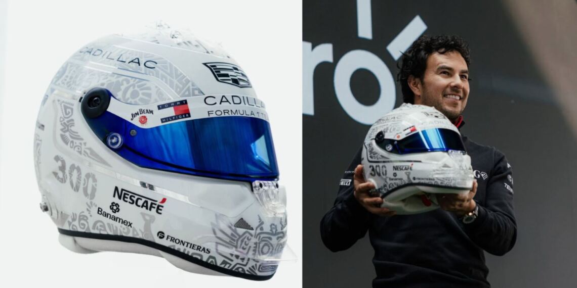 Sergio Pérez presenta casco para el GP de México inspirado en Quetzalcóatl
