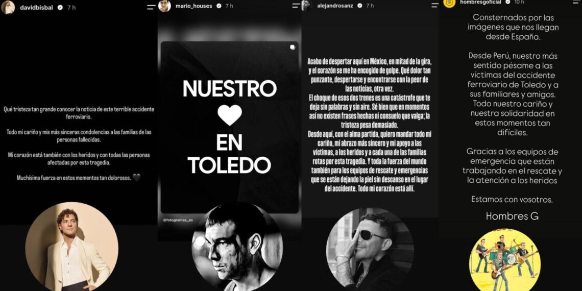 Alejandro Sanz, David Bisbal, Pablo Alborán y más famosos lamentan la tragedia de España por el choque de trenes en Toledo